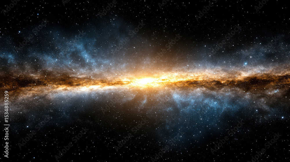 Fototapeta premium Stunning cosmic scene featuring radiant dust fields and bright center fading into darkness