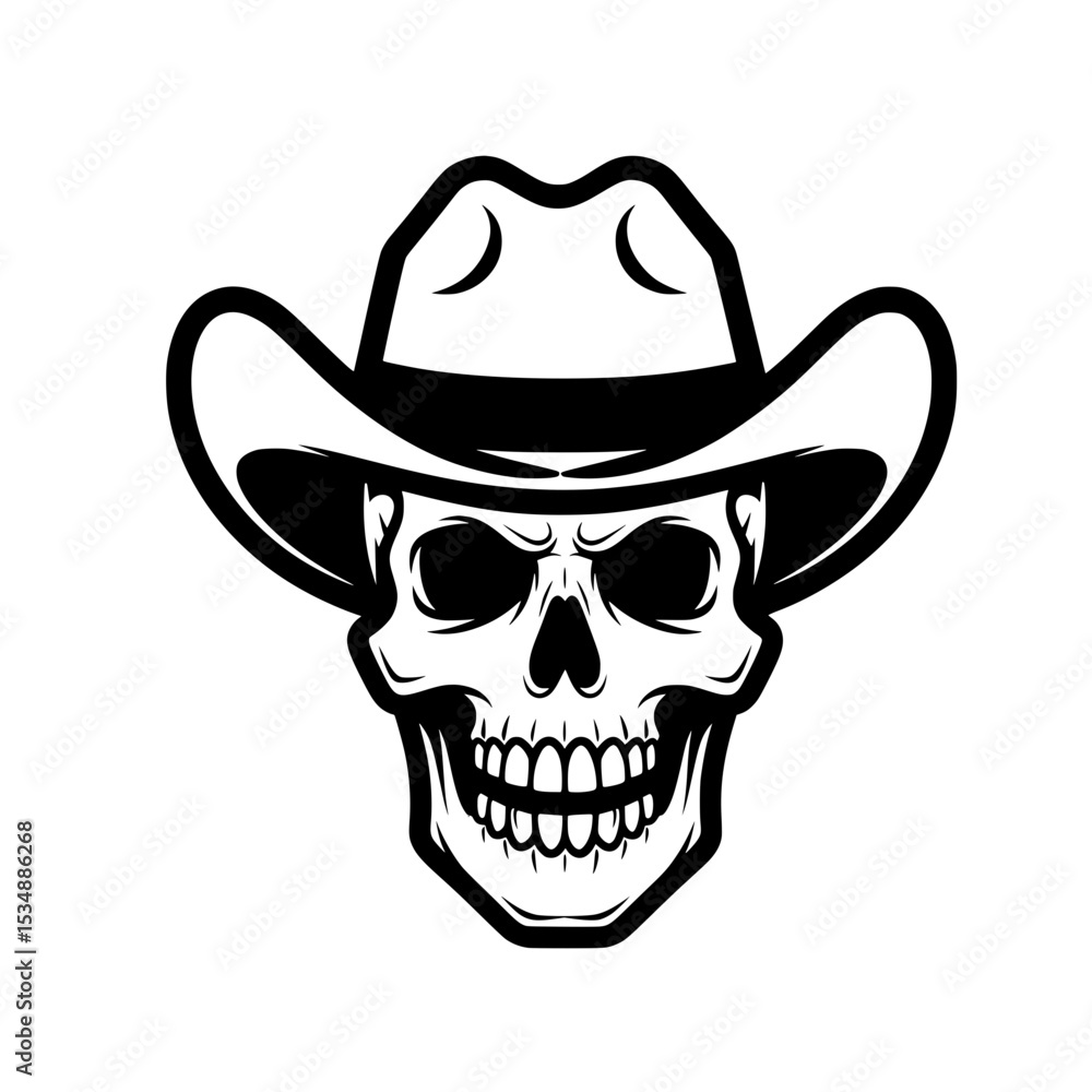 Cowboy Skull with Western Hat - Iconic Design Cowboy Skull with Western Hat - Iconic Design