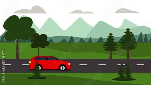 landscape animation sky animation and moving city colorful looping animation street with jeep