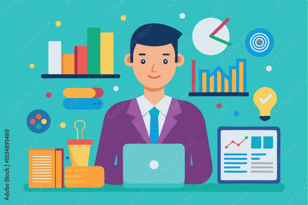 Professional person analyzing data in a modern workspace with graphs and charts Professional person analyzing data in a modern workspace with graphs and charts