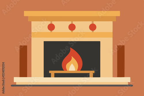 modern fireplace with elegant wall decor  .svg