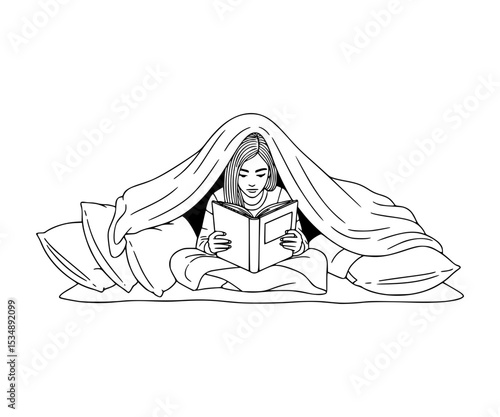 Reading under a blanket fort