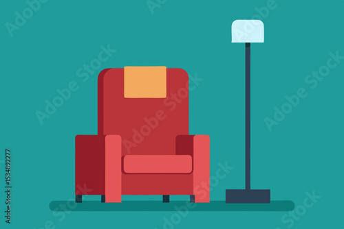 recliner chair with reading lamp and side shelf  .svg