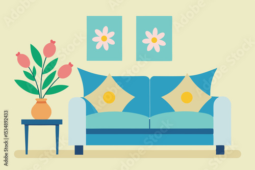 spring inspired living room with floral cushions  
