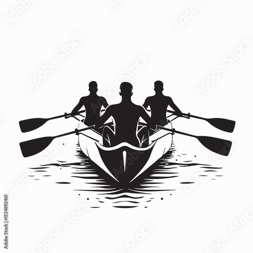 Teamwork Boat Images. Rowing Team Boat Silhouette Vectors and Vector Art.