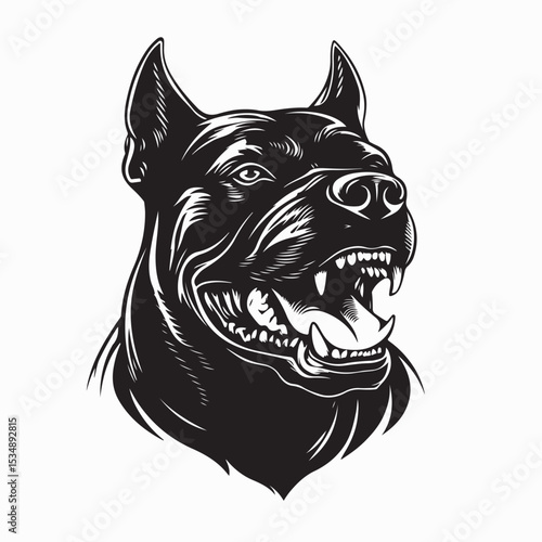 Aggressive Dog Shows Dangerous Teeth German image vector on white background.
