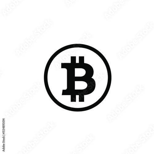 Simple Black and White Bitcoin Logo on a Plain Background