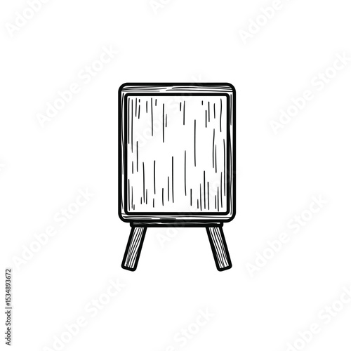 Simple Black and White Chalkboard Illustration on Legs Displaying Blank Information Signage