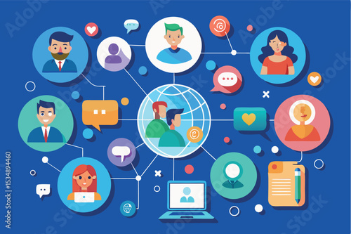 Wallpaper Mural Networking connections illustrated in a colorful flat design graphic Torontodigital.ca