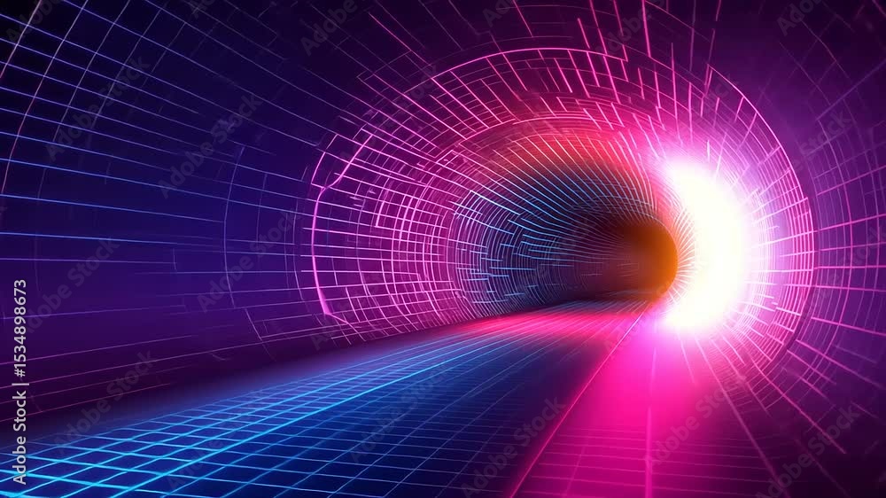 Vibrant tunnel of light with dynamic patterns and glowing colors, creating a sense of movement Vibrant tunnel of light with dynamic patterns and glowing colors, creating a sense of movement