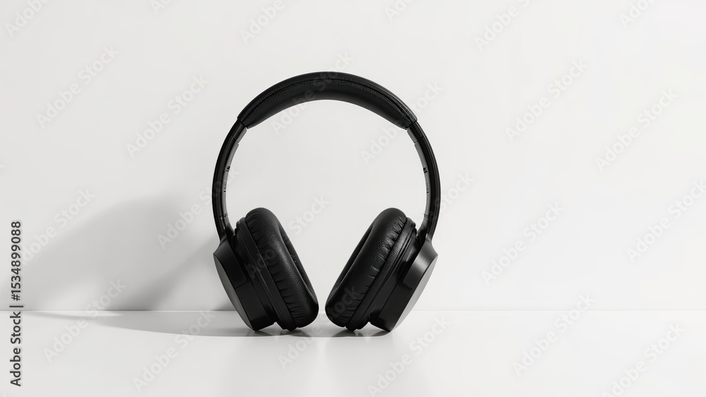 black Wireless Headphones on white Background black Wireless Headphones on white Background