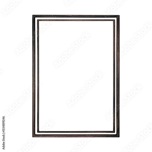 A simple rectangular frame with a dark brown border on transparent background