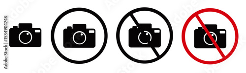 Silhouette Camera Allowed and Not Allowed Sign Symbol Icon Set