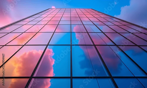 Wallpaper Mural Glass Building Reflecting Pink and Orange Clouds Under Blue Sky During Sunset Architecture Stock Photo Torontodigital.ca