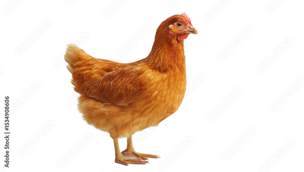 Fototapeta premium [Transparent Background PNG]Single Chicken Portrait on White Background