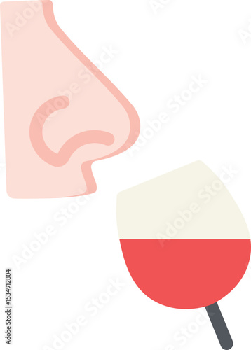 Wine Smelling Flat Icon
