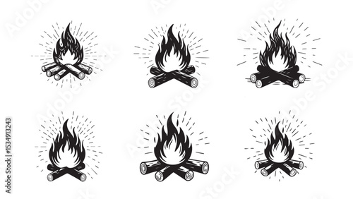 Collection of Fire Flame Vector Illustration Of Burning With And Heat Symbol, fire vector, Campfire icon stock illustration