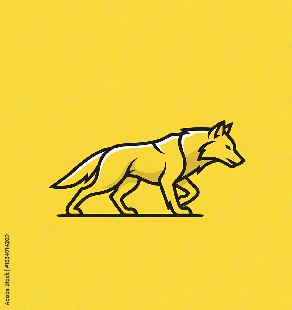 Fototapeta premium Majestic Wolf Line Art Minimalist Logo Design