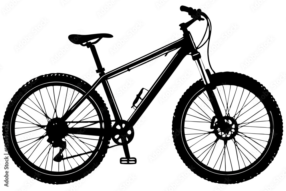 Obraz premium Mountain Bike Silhouette A Vector Illustration of a Rugged All-Terrain Bicycle