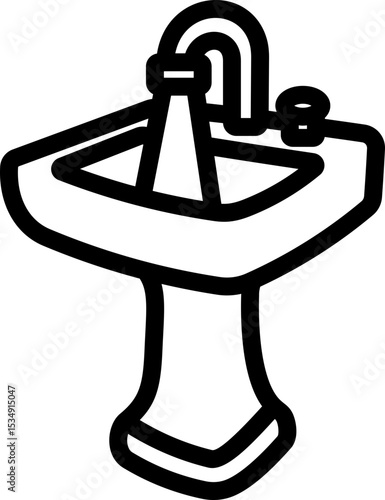 Sink With Running Water Line Icon