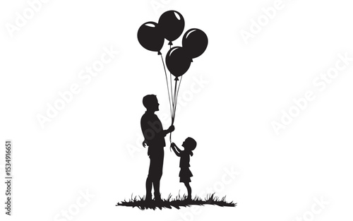 father's day girl with balloons