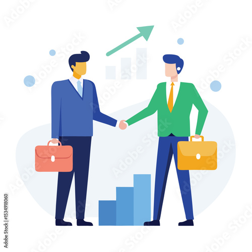 Business Partnership Illustration of a Deal Closing and Mutual Benefit