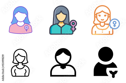 Female Icon Woman Person User Girl Symbol Set