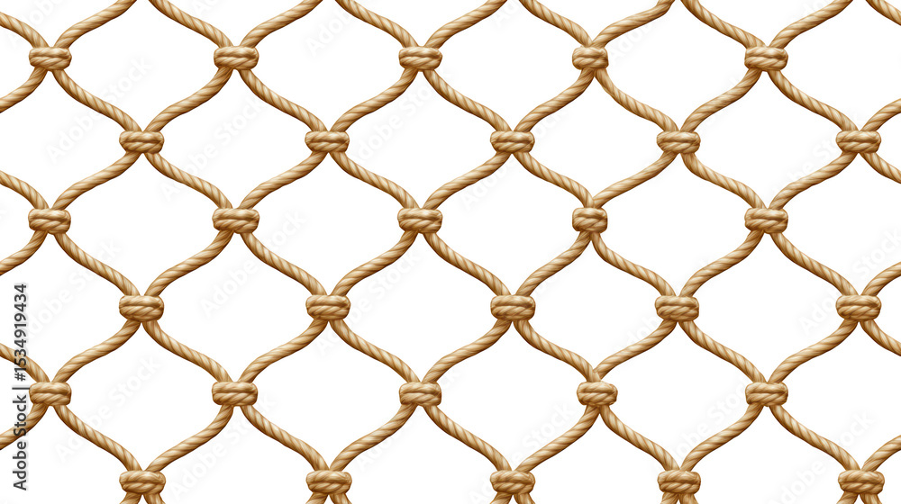 Fototapeta premium Detailed and Textured seamless pattern of Intertwined Natural Fiber Rope in a Knotted Design with a Solid Background