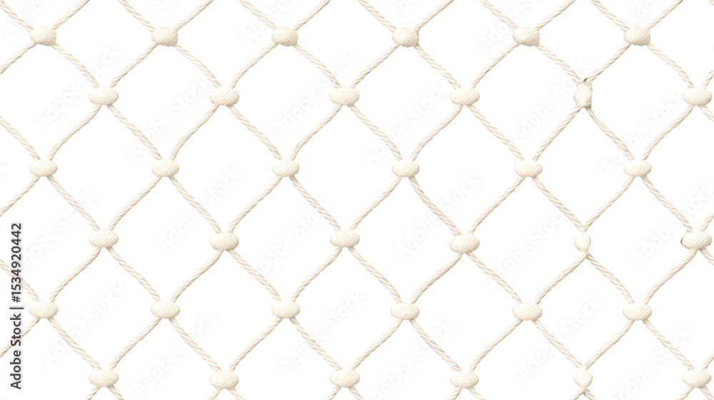 Fototapeta premium Detailed close-up of a white netting seamless pattern with round knots and diamond shapes on a black background