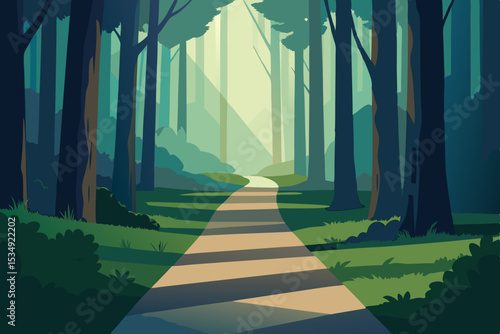  Illustration of Anime Forest Trail Dappled with Sunlight 