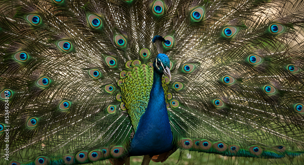 Obraz premium peacock with feathers out