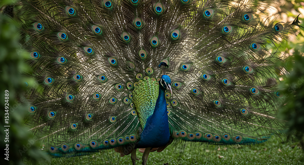 Obraz premium peacock with feathers out