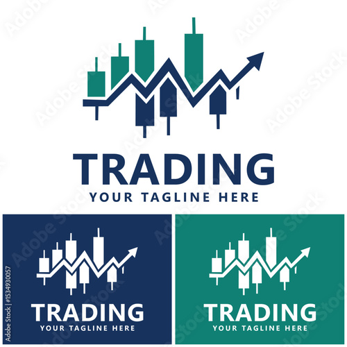 Vector logo with candlestick trading chart analyzing in forex Trading