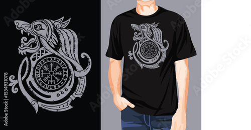 Viking wolf t-shirt design