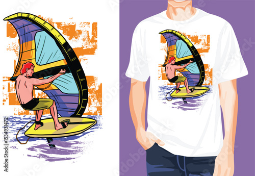 Wing surfing t-shirt design