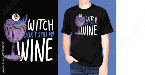 Witch wine t-shirt design