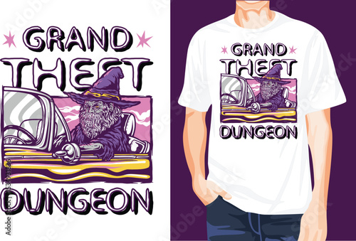 Wizard driving car t-shirt design