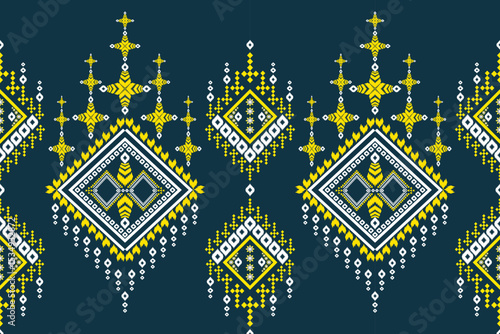 Abstract geometric design of ethnic, western fashion for Pakistani, Indian, Arab rugs, fabric, clothing, rugs, vector illustration, embroidery style, seamless, and wallpaper.