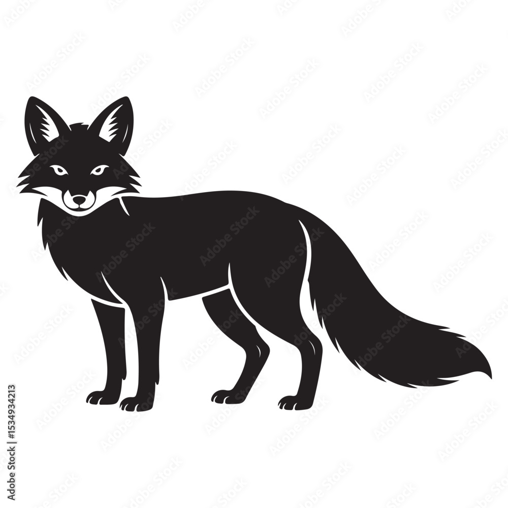 Fototapeta premium Premium Fox Silhouette Vector Collection – Unique Wild Poses in Bold Black Style for Creative Projects, T-Shirt Designs, Branding, and Print-Ready Artwork . Thank You . 