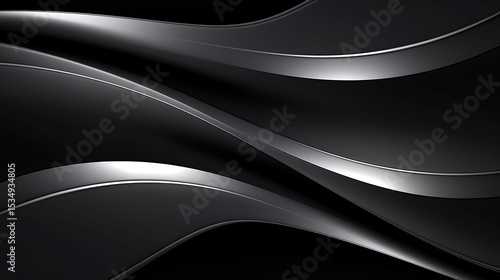 Black and white abstract wave background with dynamic curves and smoky texture