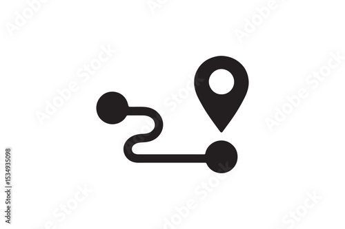 Shipping Route Pin silhouette vector with white background
