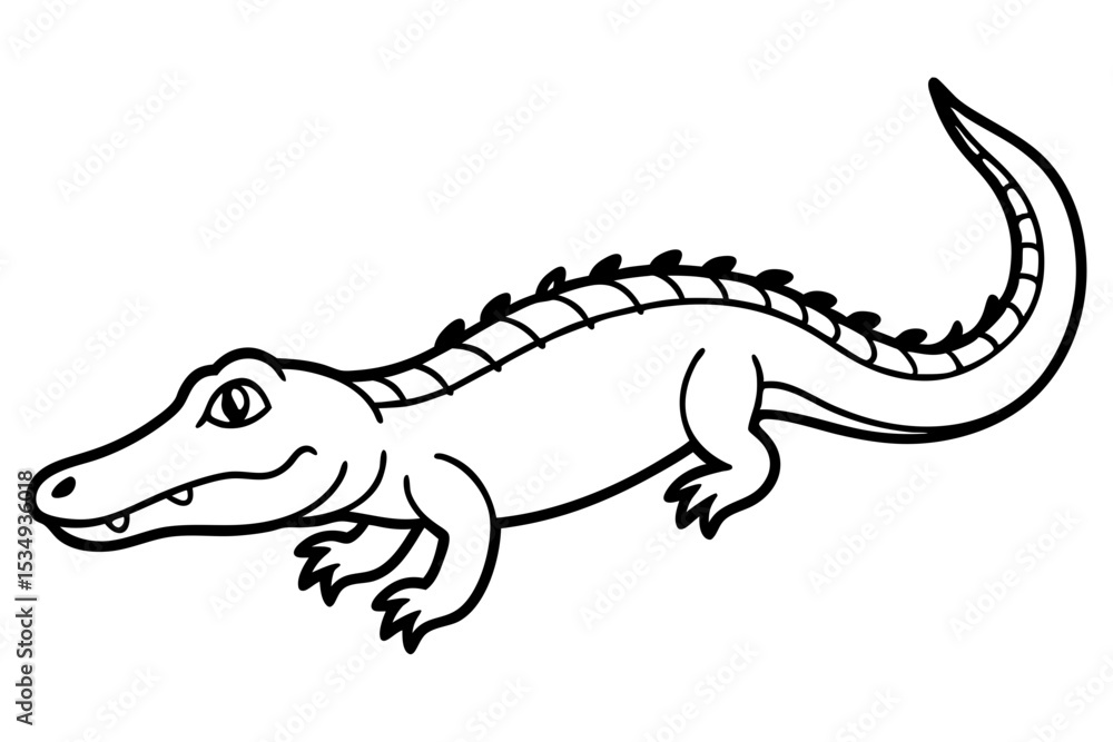 Naklejka premium Crocodile Outline Illustration