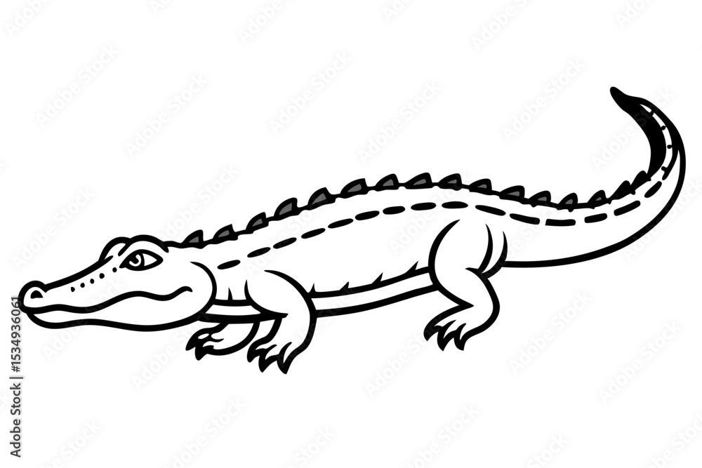 Naklejka premium Crocodile Outline Illustration