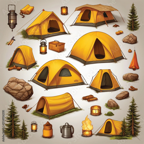 collection of camping icons