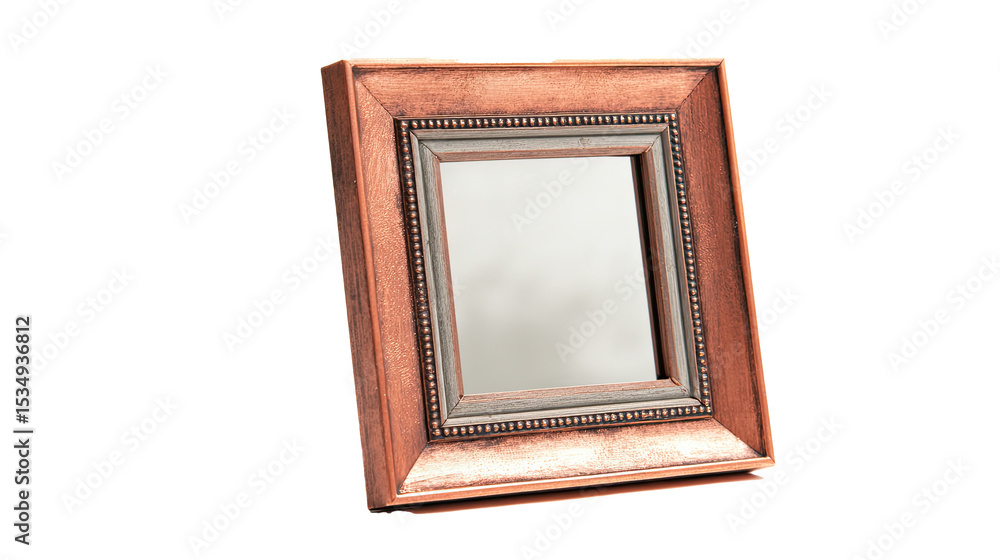 Fototapeta premium Empty wooden photo frame with transparent background