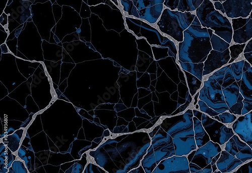 Silver and blue marble texture with geometric shapes on black background,  luxury,  greeting