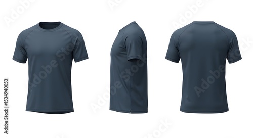 Wallpaper Mural Plain Dark Gray T-Shirt Mockup, Front, Side, and Back Views - Casual Apparel Template on White Background Torontodigital.ca