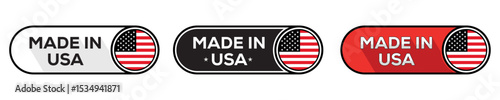 Modern Made in USA Badge with American Flag Design