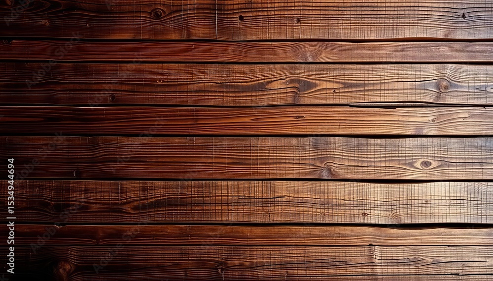 Fototapeta premium Weathered horizontal wood planks, rich dark & warm tones, elegant texture, warm, wood