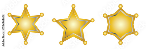Gold star sheriff badge on isolated background
